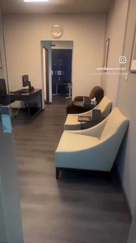 Reception and waiting area at the BBS office, Ansar Gallery building, Karama